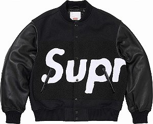 Supreme Jaqueta Big Logo Chenille Varsity Preta