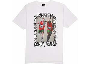 Stussy x Denim Tears Camiseta Pass The Baton Branca