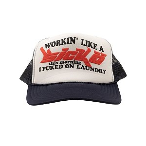 Sicko Boné Laundry Trucker Azul Marinho e Branco