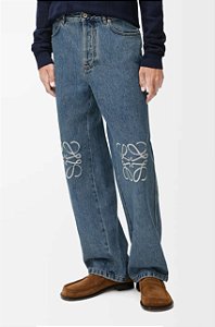 Loewe Calça Baggy Jeans Anagram in Denim