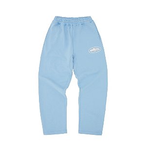 Corteiz Calça Island Puff Print Open Hem Azul