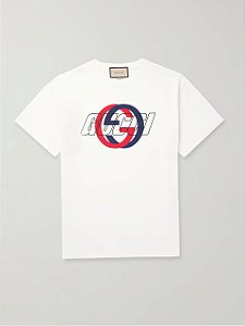 Gucci Camiseta Jersey Logo-Print Cotton Off-white