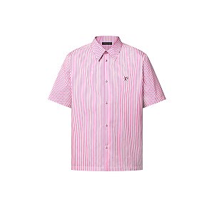 Louis Vuitton Camisa Manga Curta Monogram Striped Branca e Rosa