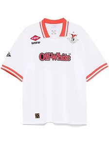 Off-White Camiseta Polo Jersey Eagle Soccer SS Polo Branca
