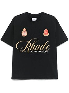 Rhude Camiseta Script Crest Preta