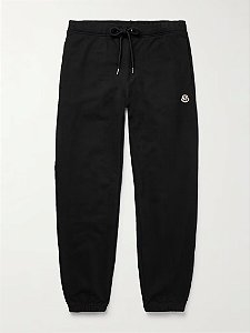 Moncler Calça de Moletom Logo Patch Drawtring Preta
