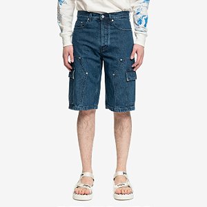 Palm Angels Bermuda Mw Metal Frame Cargo Denim Azul