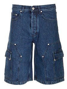 Palm Angels Bermuda Mw Metal Frame Cargo Denim Azul