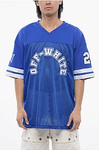 Off-white Camiseta Jersey Embroidered Mesh Football Azul