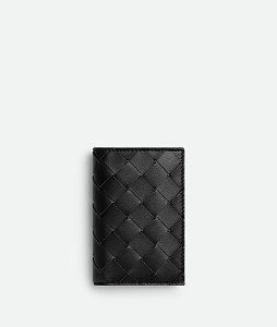 Bottega Veneta Porta-Cartão Intrecciato Flap Black Grass