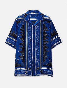 Off-White Camisa Bandana Bowling Azul