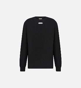 Dior Camiseta Manga Longa Etiqueta Christian Dior Paris Preta