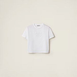 Miu Miu Camiseta Crop Branca