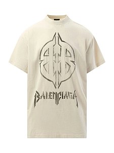 Balenciaga Camiseta Metal BB Stencil Bege