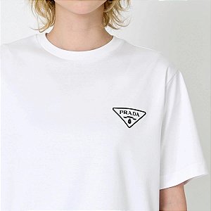 Prada Camiseta Logo Print Branca