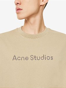 Acne Studios Camiseta Exford Stamp Studded Beige