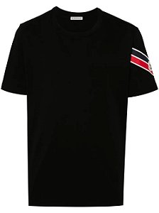 Moncler Camiseta Stripe Logo Preta