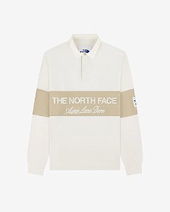 Aimé Leon Dore x The North Face Camiseta Manga Longa Script Logo Rugby Creme