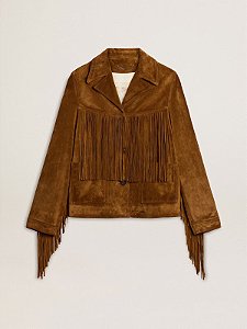Golden Goose Jaqueta Suede Fringe Marrom