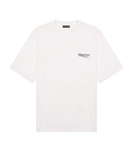 Balenciaga Camiseta Political Campaign Printed Logo Oversized Branca