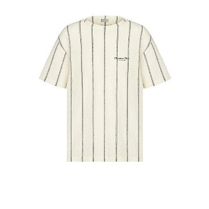 Dior Camiseta Cd Embroidered Listras Bege