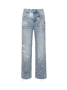 Birth Of Royal Child Calça Chain Ink Pink Detailed Patch Jeans Azul