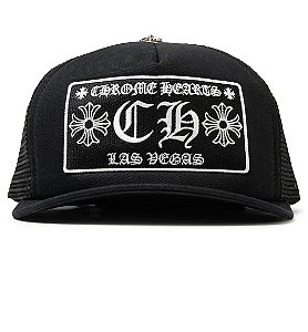 Chrome Hearts Boné Trucker CH Las Vegas Preto