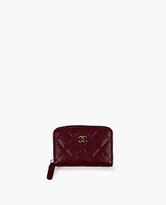 Chanel Porta Moedas Quilted Caviar Burgundy