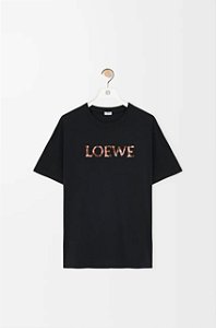 Loewe Camiseta Logo Embroidered Preta