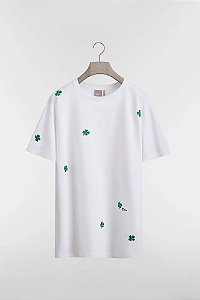 Dior Camiseta Bordado Clover Branco