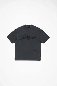 Acne Studios Camiseta Embroidered Logo Preto