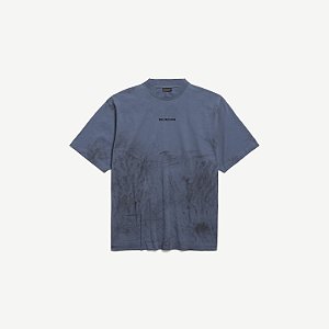 Balenciaga Camiseta Back Medium Fit Azul Escuro