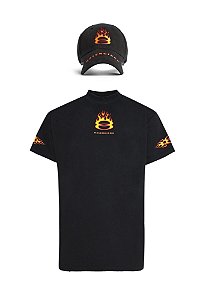 Balenciaga Set Boné + Camiseta Burning Unity Preta