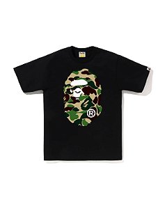 Bape Camiseta 1st Camo Big Ape Head Preta e Amarela