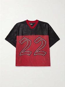 Amiri Camiseta Oversized 22 Mesh Leather Preta