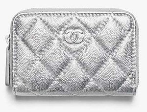 Chanel Porta Moedas Quilted Caviar Silver