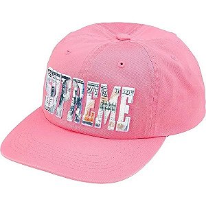 Supreme Boné Embroidered Money Logo 6-Panel Pink