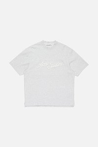 Acne Studios Camiseta Logo Bordado em Branco e Cinza