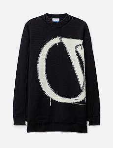 Off-White Moletom Crewneck Ow Maxi Logo Preto