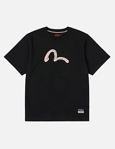 Evisu Camiseta Hand-Brushed Seagull Print Preta