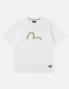 Evisu Camiseta Seagull Printed Metal Studs Branca