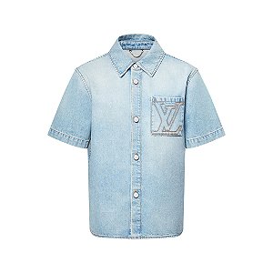 Louis Vuitton Camisa Jeans de Manga Curta Azul