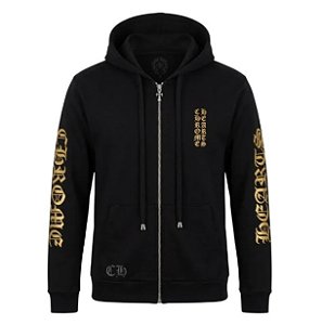 Chrome Hearts Moletom Zip Up Vertical Logo Preta