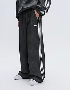 Adidas Calça Track Wide Leg Cinza