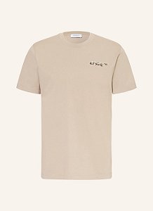 Off-White Camiseta Embroidered Logo Light Brown