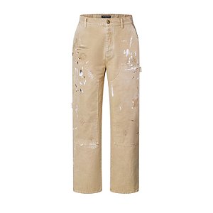 Louis Vuitton Calça Embellished Denim Carpenter Bege