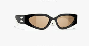 Chanel Óculos de sol Gatinho Nylon Preto e Branco
