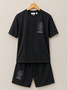 Off-White Set Camiseta e Bermuda Big Double Arrow Skate Preta
