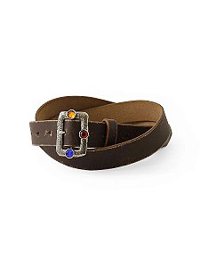 Kapital Cinto de Couro Studded Disco Buckle Marrom