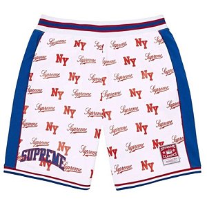 Supreme x Mitchell & Ness Bermuda Monogram Basket Branca